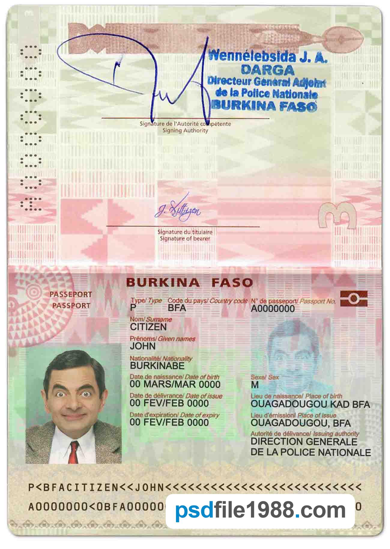 Burkina Faso Passport 2018-Present